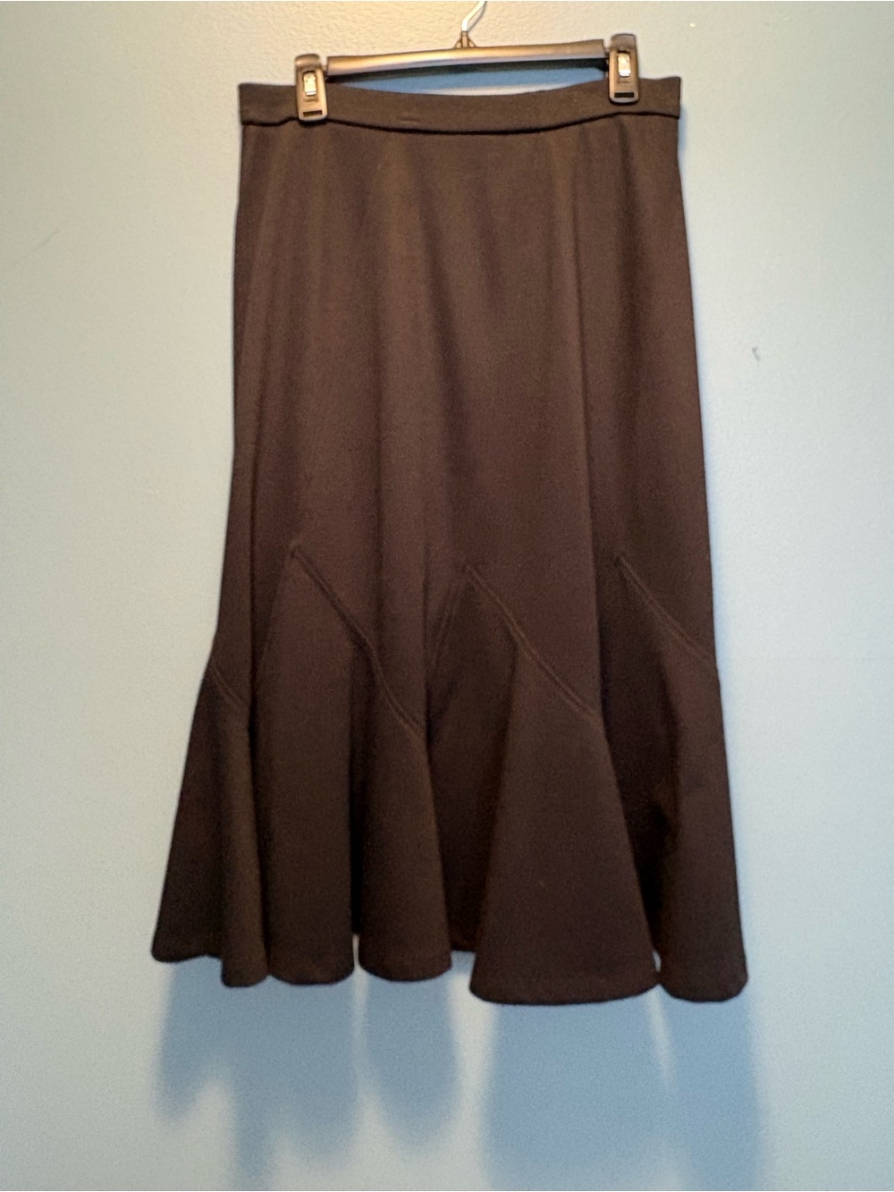JM Collection Black A-Line Flared Midi Skirt
